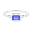 Rosec Jewels-Tanzanite East West Engagement Ring with Diamond Accent