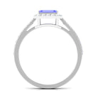 Rosec Jewels-Tanzanite East West Engagement Ring with Diamond Accent