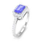 Rosec Jewels-Tanzanite East West Engagement Ring with Diamond Accent