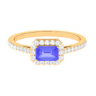 Rosec Jewels-Tanzanite East West Engagement Ring with Diamond Accent