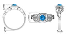 Rosec Jewels-Swiss Blue Topaz Vintage Style Engagement Ring with Diamond