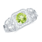 Rosec Jewels-Vintage Peridot and Diamond Milgrain Engagement Ring