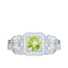 Rosec Jewels-Vintage Peridot and Diamond Milgrain Engagement Ring