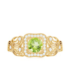 Rosec Jewels-Vintage Peridot and Diamond Milgrain Engagement Ring