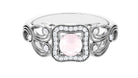 Rosec Jewels-Vintage Rose Quartz and Diamond Milgrain Engagement Ring