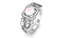 Rosec Jewels-Vintage Rose Quartz and Diamond Milgrain Engagement Ring