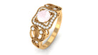 Rosec Jewels-Vintage Rose Quartz and Diamond Milgrain Engagement Ring