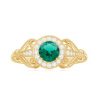 Rosec Jewels-Vintage Created Emerald and Diamond Engagement Ring