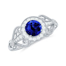 Rosec Jewels-Vintage Lab-Created Blue Sapphire Diamond Engagement Ring