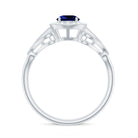 Rosec Jewels-Vintage Lab-Created Blue Sapphire Diamond Engagement Ring