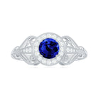 Rosec Jewels-Vintage Lab-Created Blue Sapphire Diamond Engagement Ring