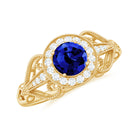 Rosec Jewels-Vintage Lab-Created Blue Sapphire Diamond Engagement Ring