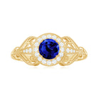 Rosec Jewels-Vintage Lab-Created Blue Sapphire Diamond Engagement Ring