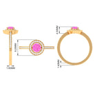 Rosec Jewels-Round Pink Sapphire Floating Halo Engagement Ring with Diamond