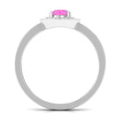 Rosec Jewels-Round Pink Sapphire Floating Halo Engagement Ring with Diamond