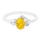 Rosec Jewels-1 CT Oval Cut Solitaire Yellow Sapphire Unique Engagement Ring with Diamond