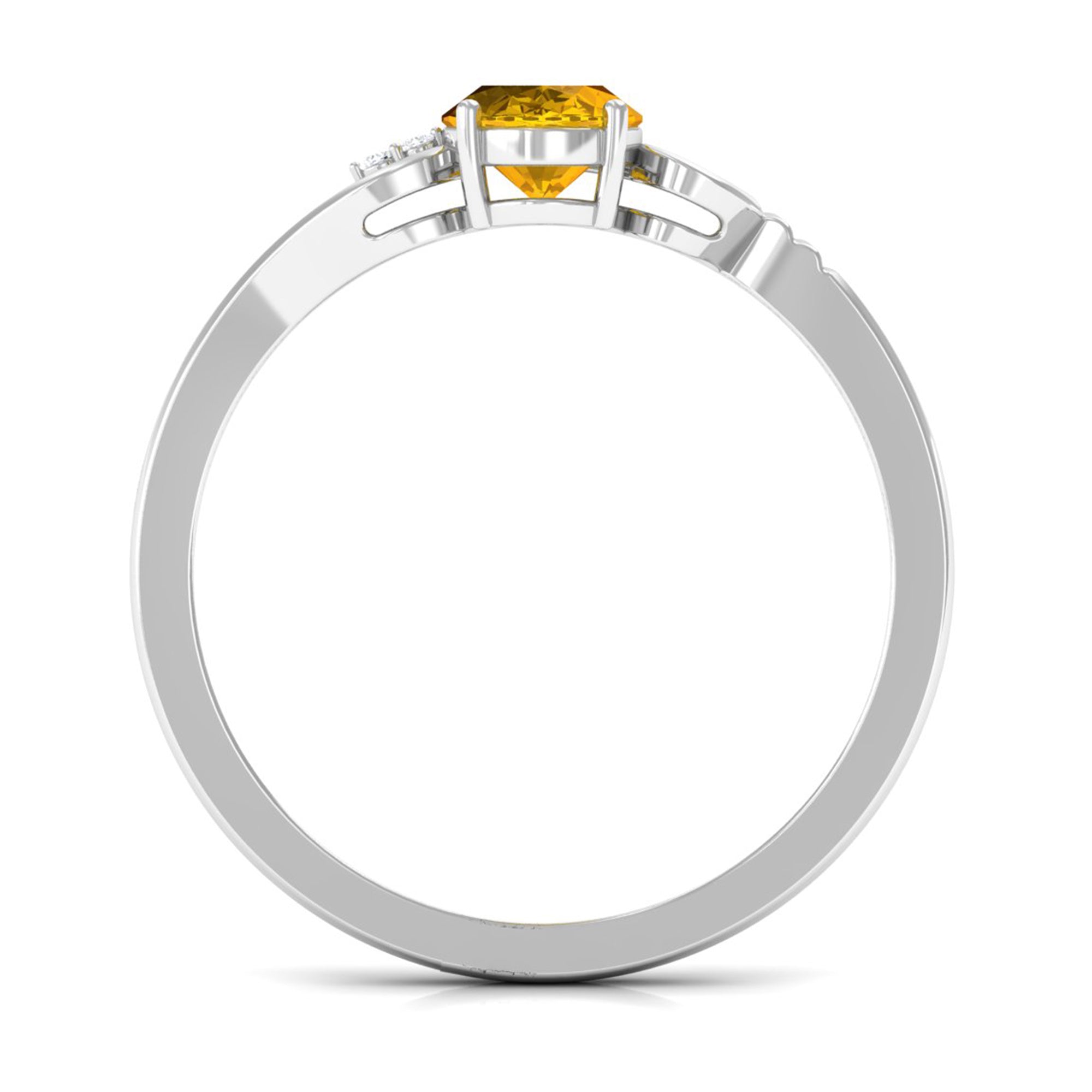 Rosec Jewels-1 CT Oval Cut Solitaire Yellow Sapphire Unique Engagement Ring with Diamond