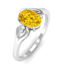 Rosec Jewels-1 CT Oval Cut Solitaire Yellow Sapphire Unique Engagement Ring with Diamond