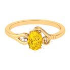 Rosec Jewels-1 CT Oval Cut Solitaire Yellow Sapphire Unique Engagement Ring with Diamond