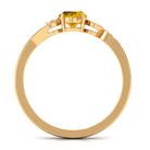 Rosec Jewels-1 CT Oval Cut Solitaire Yellow Sapphire Unique Engagement Ring with Diamond