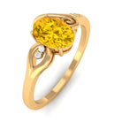 Rosec Jewels-1 CT Oval Cut Solitaire Yellow Sapphire Unique Engagement Ring with Diamond