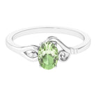 Rosec Jewels-Oval Cut Solitaire Green Sapphire Unique Ring with Diamond