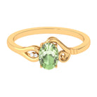 Rosec Jewels-Oval Cut Solitaire Green Sapphire Unique Ring with Diamond