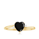 Rosec Jewels-1 CT Heart Shape Black Diamond Solitaire Promise Ring with Diamond