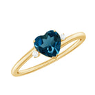 Rosec Jewels-Real London Blue Topaz Heart Solitaire Promise Ring with Diamond