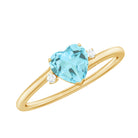 Rosec Jewels-Heart Shape Sky Blue Topaz Solitaire Promise Ring with Diamond