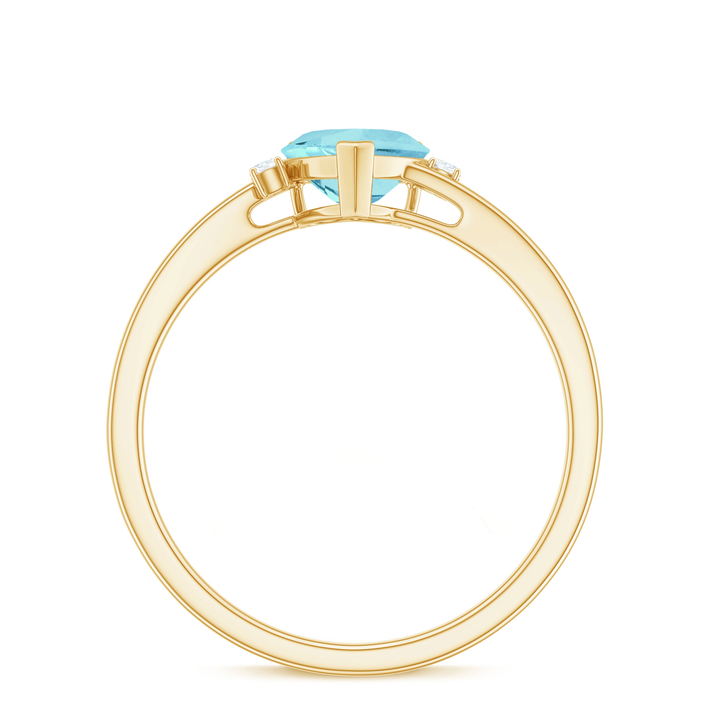 Rosec Jewels-Heart Shape Sky Blue Topaz Solitaire Promise Ring with Diamond