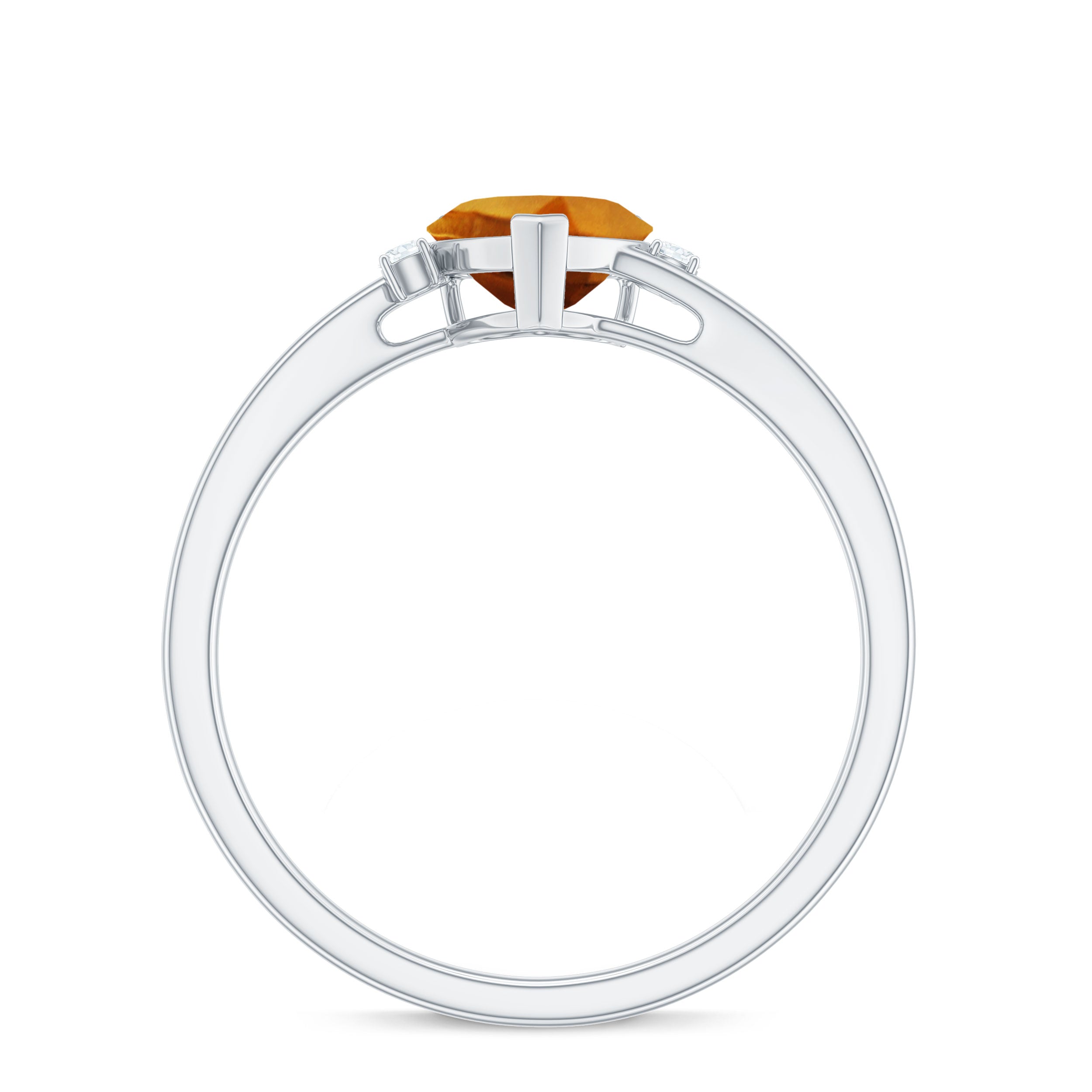 Rosec Jewels-1 CT Heart Shape Citrine Solitaire Promise Ring with Diamond