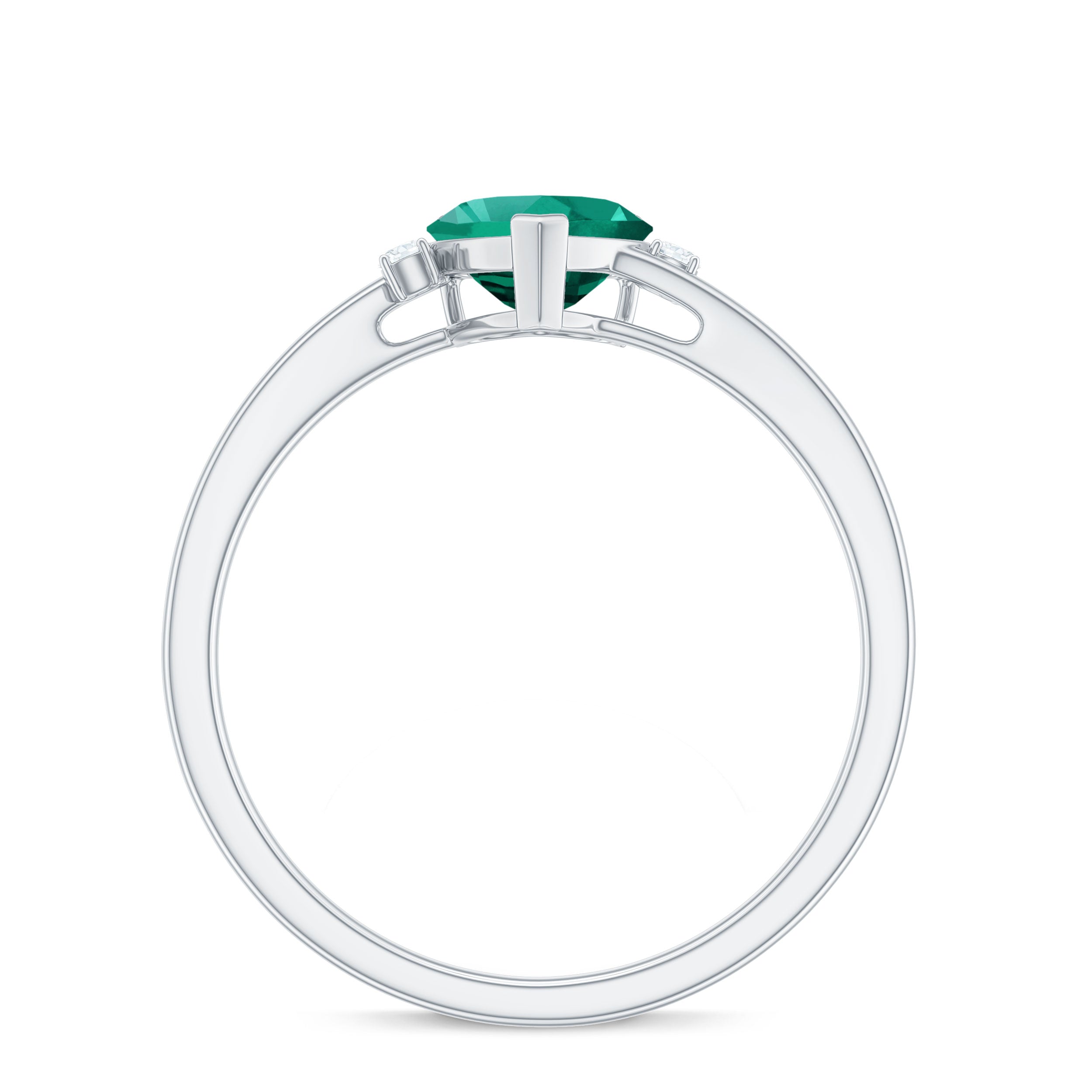 Rosec Jewels-6 MM Heart Lab Grown Emerald Minimal Solitaire Promise Ring