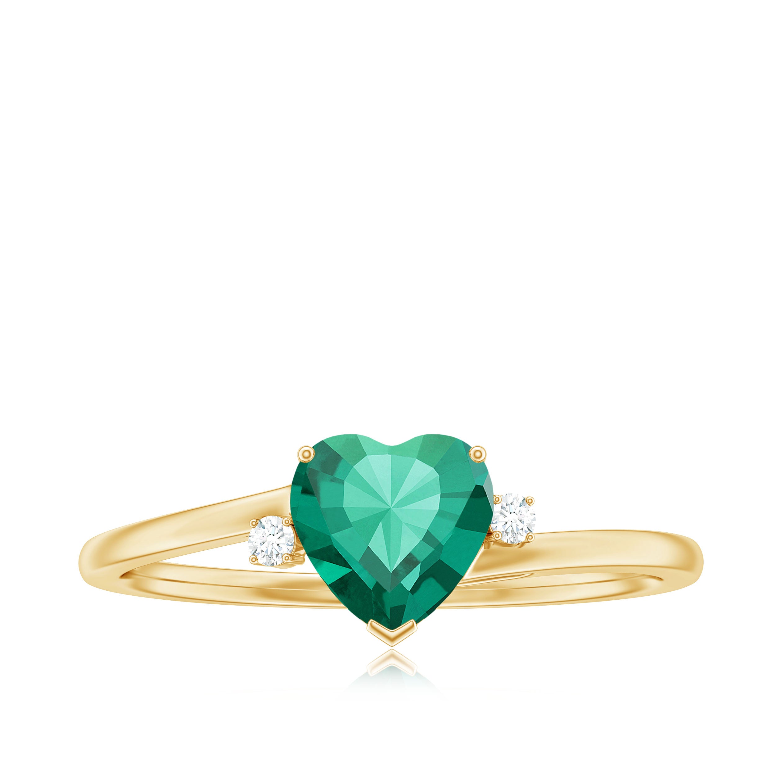 Rosec Jewels-6 MM Heart Lab Grown Emerald Minimal Solitaire Promise Ring