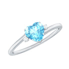 Rosec Jewels-Heart Aquamarine Solitaire Promise Ring with Diamond