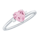 Rosec Jewels-1 CT Heart Shape Rose Quartz Solitaire Promise Ring with Diamond