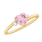 Rosec Jewels-1 CT Heart Shape Rose Quartz Solitaire Promise Ring with Diamond