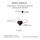 Rosec Jewels-Heart Shape Smoky Quartz Solitaire Promise Ring with Diamond