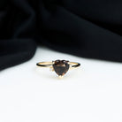 Rosec Jewels-Heart Shape Smoky Quartz Solitaire Promise Ring with Diamond