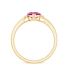 Rosec Jewels-1 CT Heart Shape Pink Tourmaline Solitaire Promise Ring with Diamond