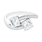 Rosec Jewels-Asscher Cut Cubic Zirconia Two Stone Engagement Ring