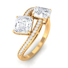 Rosec Jewels-Asscher Cut Cubic Zirconia Two Stone Engagement Ring