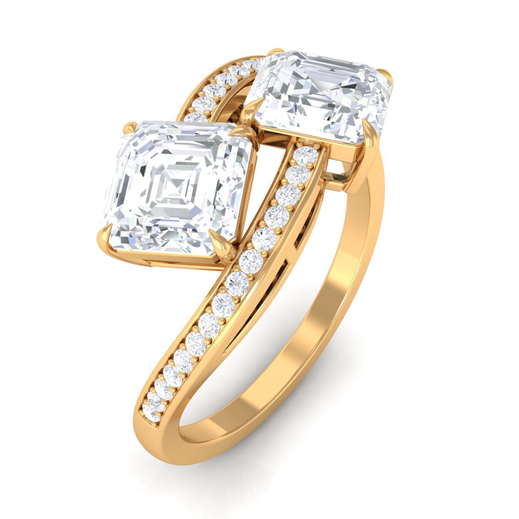 Rosec Jewels-Asscher Cut Cubic Zirconia Two Stone Engagement Ring