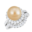 Rosec Jewels-South Sea Pearl and Diamond Halo Wedding Ring Set