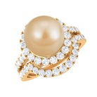 Rosec Jewels-South Sea Pearl and Diamond Halo Wedding Ring Set