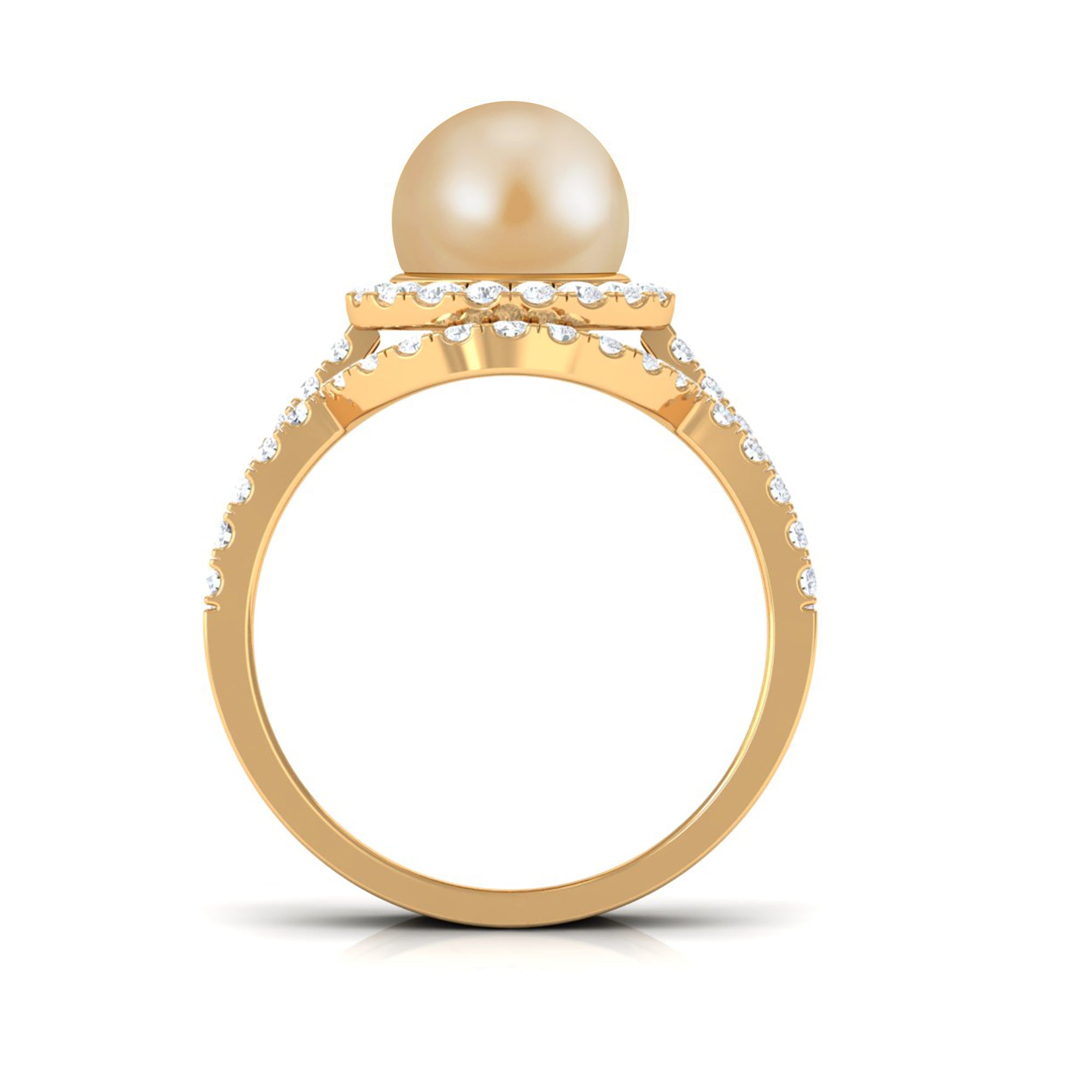 Rosec Jewels-South Sea Pearl and Diamond Halo Wedding Ring Set