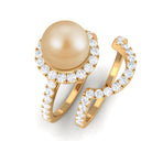 Rosec Jewels-South Sea Pearl and Diamond Halo Wedding Ring Set