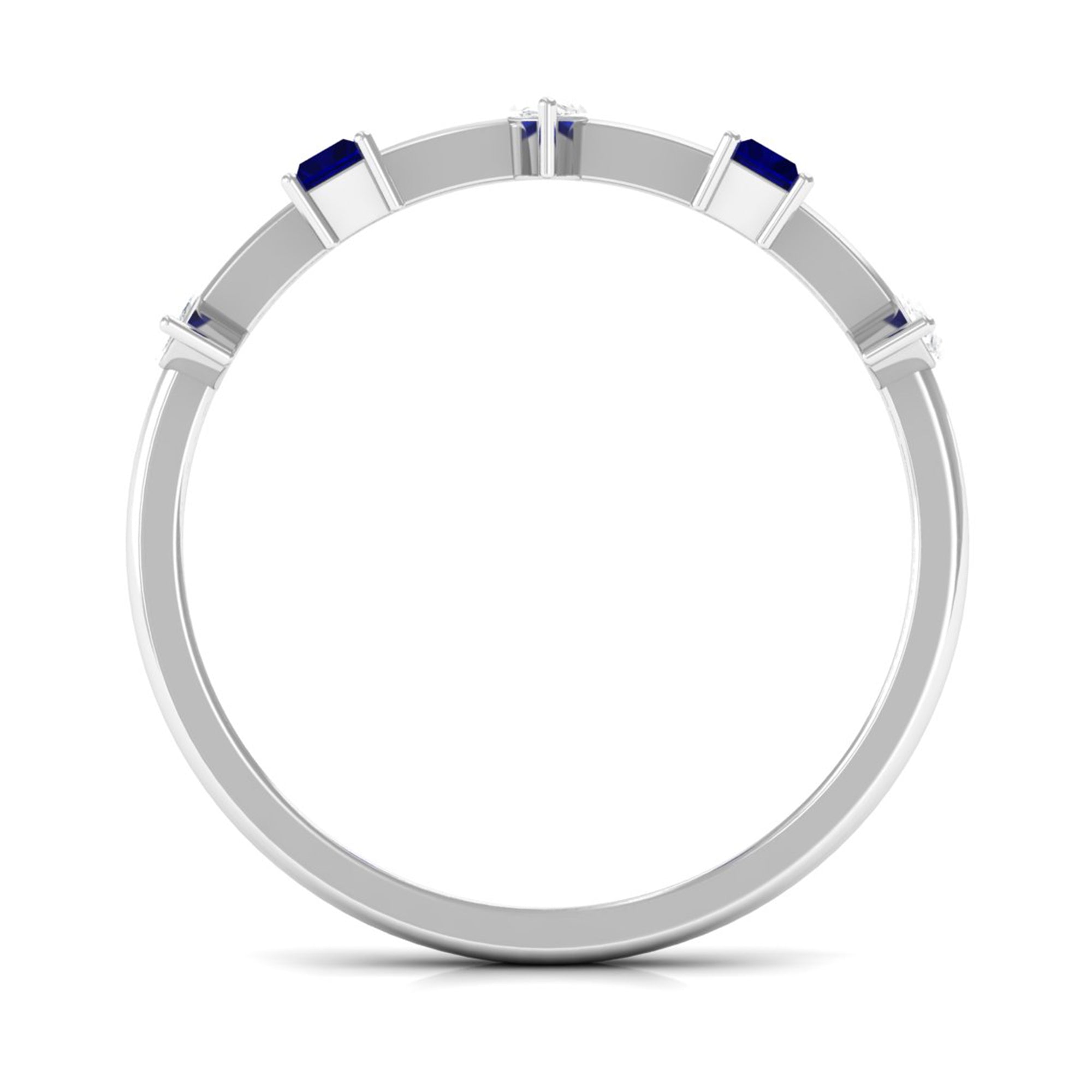 Rosec Jewels-0.50 CT Baguette Blue Sapphire and Marquise Diamond Minimal Half Eternity Ring