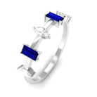 Rosec Jewels-0.50 CT Baguette Blue Sapphire and Marquise Diamond Minimal Half Eternity Ring