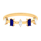 Rosec Jewels-0.50 CT Baguette Blue Sapphire and Marquise Diamond Minimal Half Eternity Ring